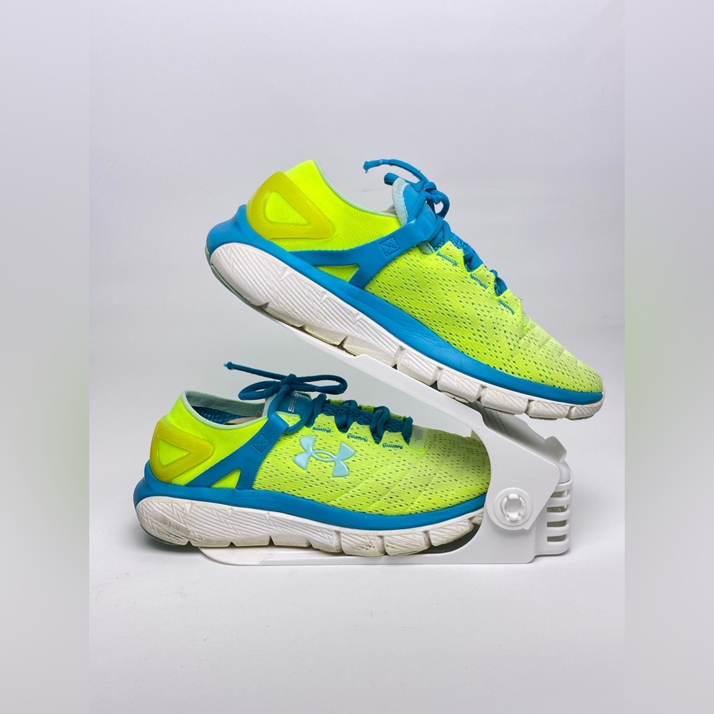 UNDER ARMOUR Speedform Fortis Neon Yellow Blue Running Shoes Size 8.5